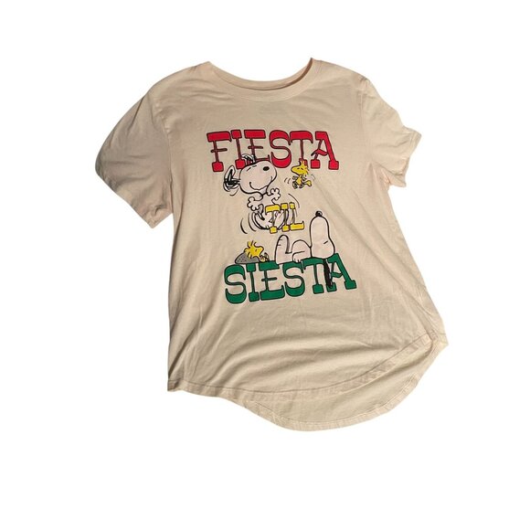 Peanuts Fiesta Siesta Snoopy T-Shirt XL Beige Cotton/Polyester Blend Fun Graphic - Picture 4 of 9